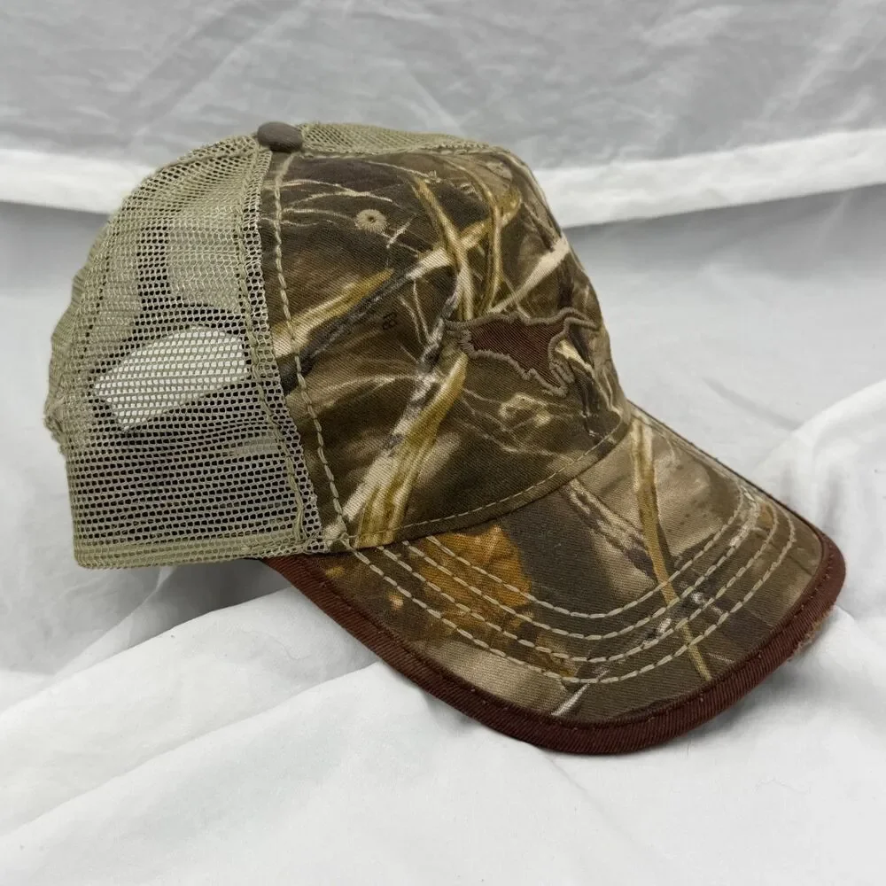 Drake Waterfowl Camo Trucker Hat Mesh Back Distressed Adjustable Cap Realtree
